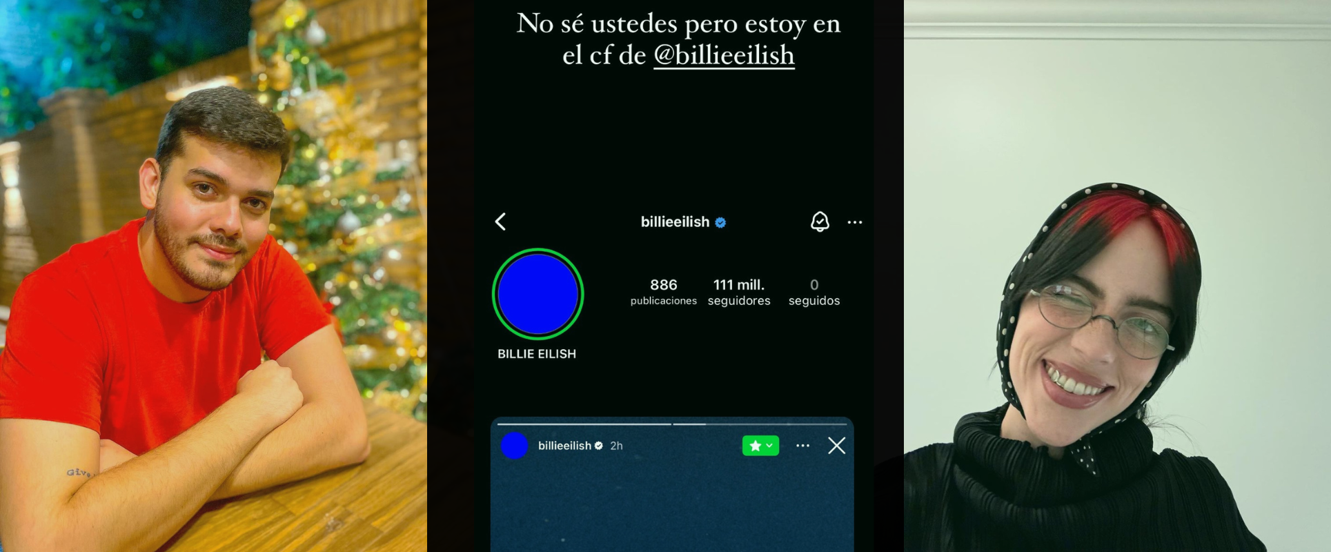 Iván Benítez está en la lista de CF de Billie Eilish en Instagram